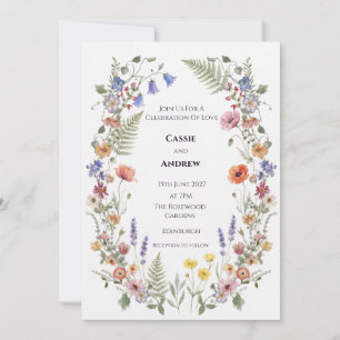 Boho Pampas Grass Dried Floral Wedding Invitation