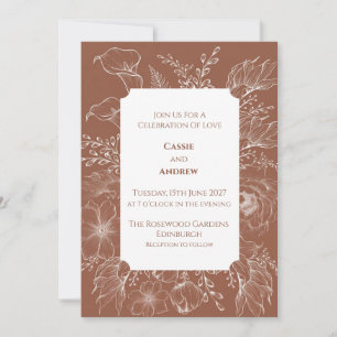 Boho Pampas Grass Dried Floral Wedding Invitation