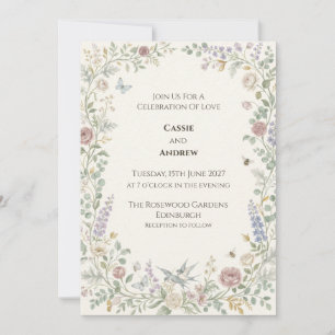 Boho Pampas Grass Dried Floral Wedding Invitation