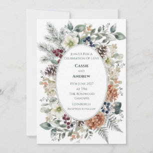 Boho Pampas Grass Dried Floral Wedding Invitation