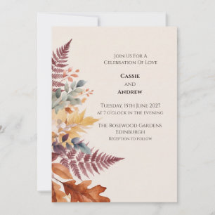 Boho Pampas Grass Dried Floral Wedding Invitation