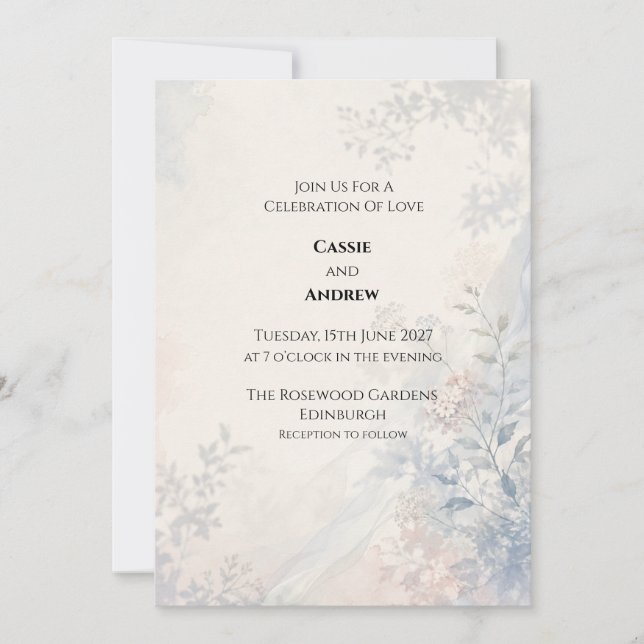 Boho Pampas Grass Dried Floral Wedding Invitation (Front)