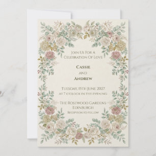 Boho Pampas Grass Dried Floral Wedding Invitation