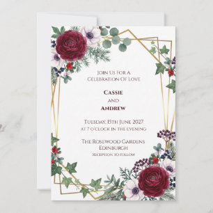 Boho Pampas Grass Dried Floral Wedding Invitation