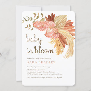 boho pampas grass eucalyptus anthurium Baby Shower Invitation