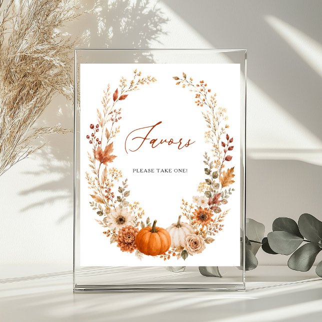 Boho Pampas Grass Fall Pumpkin Bridal Favours Poster (Creator Uploaded)