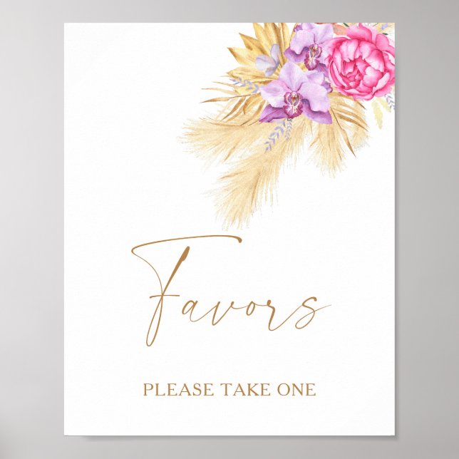Boho pampas grass - favours please take one poster (Front)