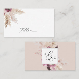 Boho Pampas Grass Flat Wedding Place Card