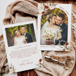 Boho Pampas Grass Floral Arch Wedding Photo Thank You Card<br><div class="desc">Pampas Grass Arch Floral Boho Terracotta Wedding Photo Thank You Card. For further customisation,  please click the "customise further" link and use our design tool to modify this template.</div>