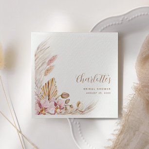 Boho Pampas Grass Floral   Bridal Shower  Napkin