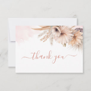 Boho Pampas Grass Floral Desert Baby Shower Thank You Card