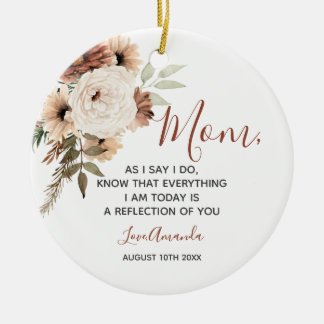 Boho pampas grass Floral Mother of the Bride Ceramic Tree Decoration