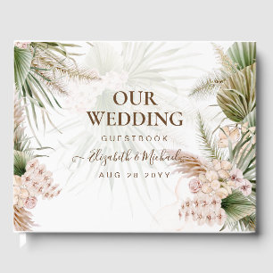 BOHO Pampas Grass Floral Tropical Wedding Guest Book
