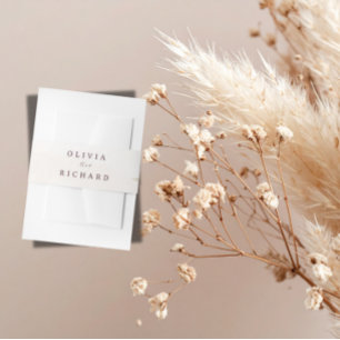 Boho Pampas Grass Floral Wedding Belly Band Invitation Belly Band