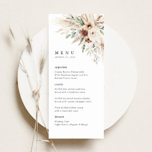 Boho Pampas Grass Floral Wedding Reception Menu