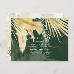 BOHO Pampas Grass Floral Wedding Save The Date Pos Postcard
