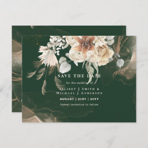 BOHO Pampas Grass Floral Wedding Save The Date Pos Postcard