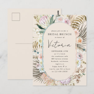 Boho Pampas Grass Florals Bridal Brunch Invitation Postcard