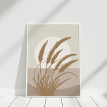 Boho Pampas Grass Full Moon Illustration Poster<br><div class="desc">This Boho Pampas Grass Full Moon Illustration Poster features a full Moon,  pampas grass,  a lake,  and an abstract landscape in neutral colours. This art is perfect for bohemian homes.</div>