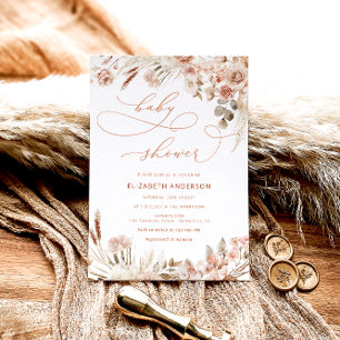 Boho Pampas Grass Gender Neutral Baby Shower Invitation