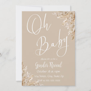 Boho Pampas Grass Gender Reveal Invitation