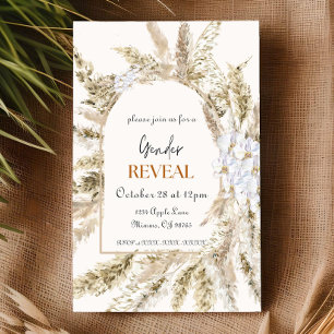Boho Pampas Grass Gender Reveal Invitation