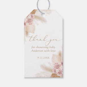 Boho Pampas Grass Girl Baby Shower Gift Tags