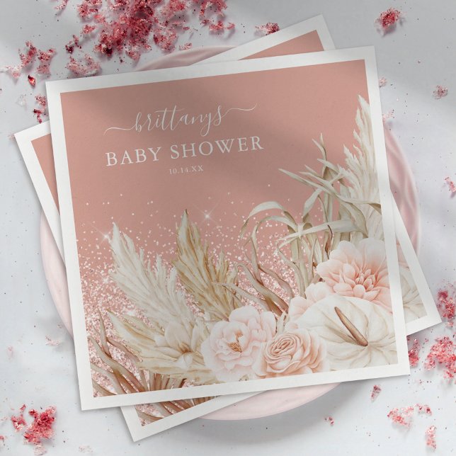 Boho Pampas Grass Girl Baby Shower Napkins (Creator Uploaded)