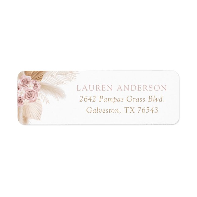  Boho Pampas Grass Girl Baby Shower Return Address (Front)