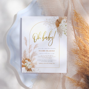 Boho Pampas Grass Gold Botanical Arch Baby Shower Postcard