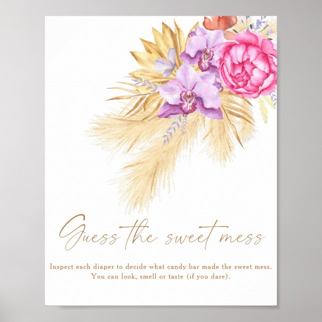 Boho pampas grass - guess the sweet mess poster (Front)