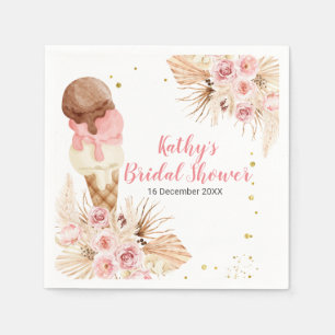 Boho Pampas Grass ice cream Couples shower Napkin