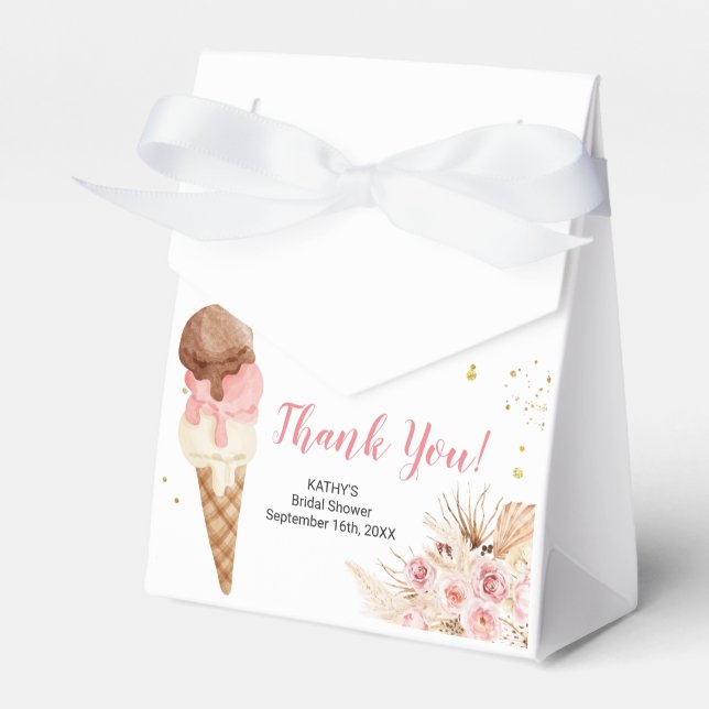 Boho Pampas Grass Ice cream Party Favour Box (Front Side)
