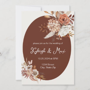 Boho Pampas Grass Invitation – Neutral Florals