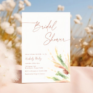 Boho Pampas Grass Minimalist Bridal Shower Invitation