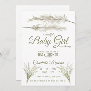 Boho Pampas Grass Modern Bohemian Baby Shower  Invitation