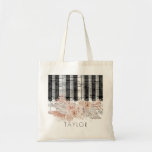 boho pampas grass music name  tote bag<br><div class="desc">music piano boho floral personalised name bag</div>