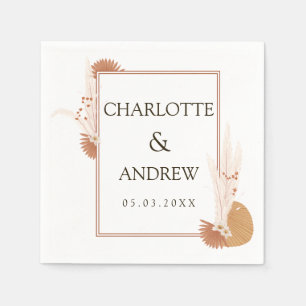 Boho pampas grass neutral Cream Arch supplies Napkin