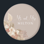 Boho Pampas Grass Neutrals Wedding Magnet<br><div class="desc">Boho magnet keepsake that can be personalised with a custom last name. Neutral tones and pampas grass provide an understated elegance. This magnet would make a lovely gift for newlyweds!</div>