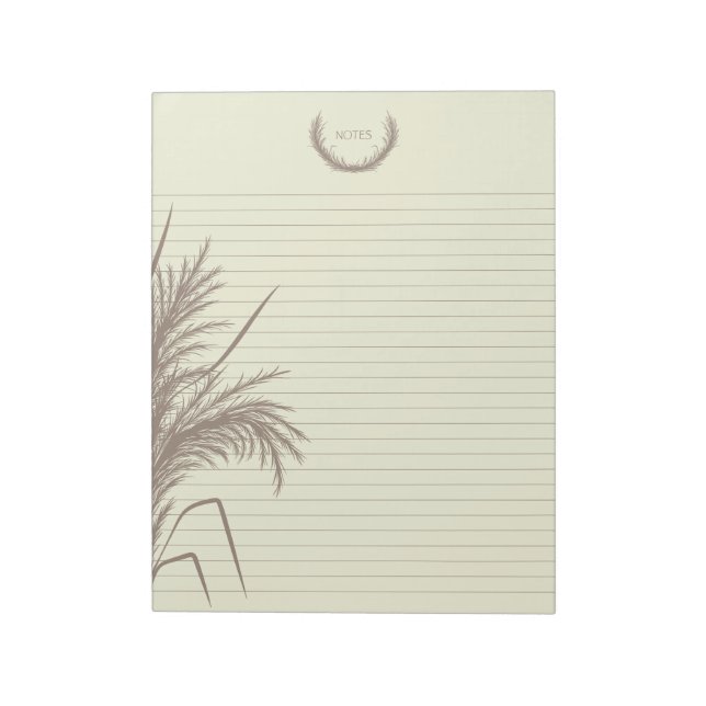 Boho Pampas Grass Notes Lined Notepad (Rotated)