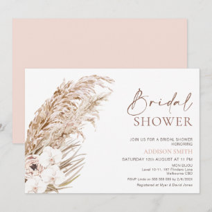 Boho Pampas Grass Orchards Floral Bridal Shower Invitation