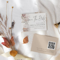 Boho Pampas Grass Overlay QR Code Wedding