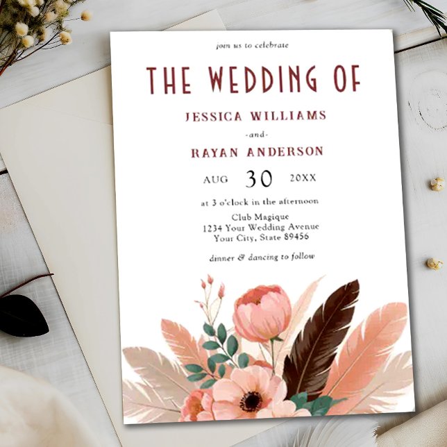 Boho Pampas Grass Photo Shoot Wedding Invitation (Creator Uploaded)