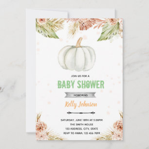 Boho pampas grass pumpkin shower suite invitation