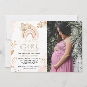 Boho Pampas Grass Rainbow Desert Girl Baby Shower Invitation