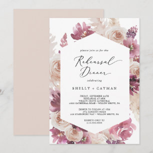 Boho Pampas Grass Rehearsal Dinner Invitation