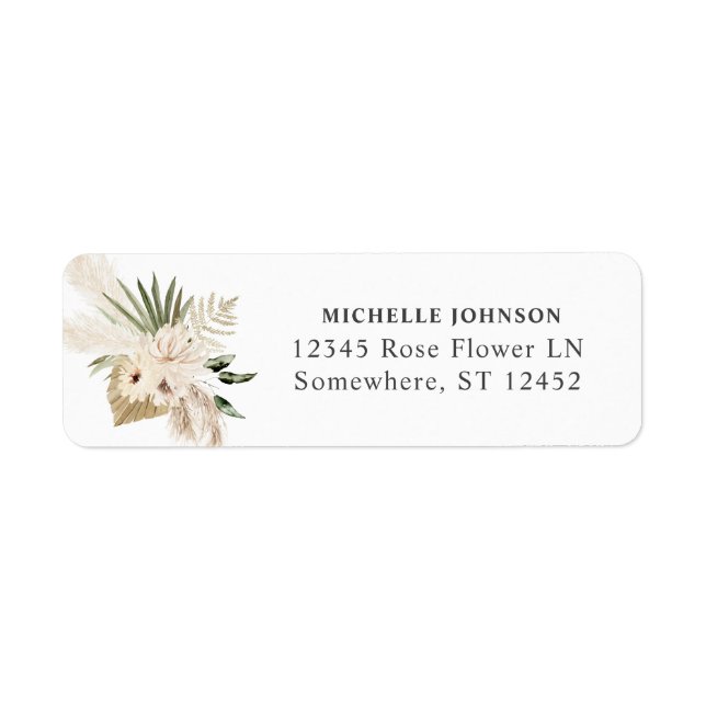 Boho Pampas Grass Return Address Label (Front)