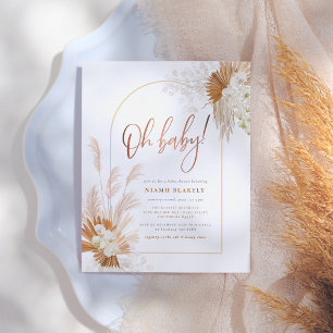 Boho Pampas Grass Rose Arch Girl Baby Shower Postcard
