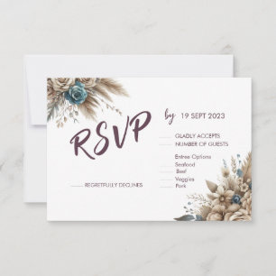 Boho Pampas Grass RSVP Card White