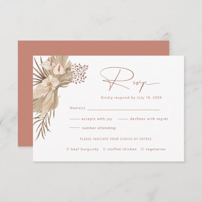 Boho Pampas Grass RSVP Reply Card (Front/Back)